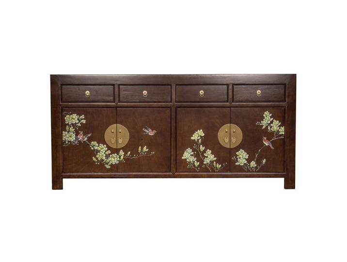 Fine Asianliving Buffet Chinois Earthy Marron Peint à la Main L180xP40xH85cm