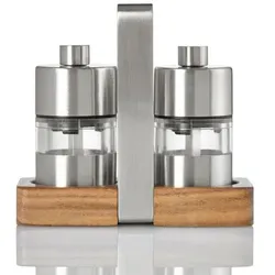 AdHoc Salz- & Pfeffermühle Menage Classic 3tlg. Edelstahl Silber