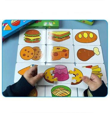 Smart Shopping Spot Educational Puzzle Toy For Kids, Matching Card Game, Baby Cognitive Fruit Animal Learning Montessori Puzzle delicious Food