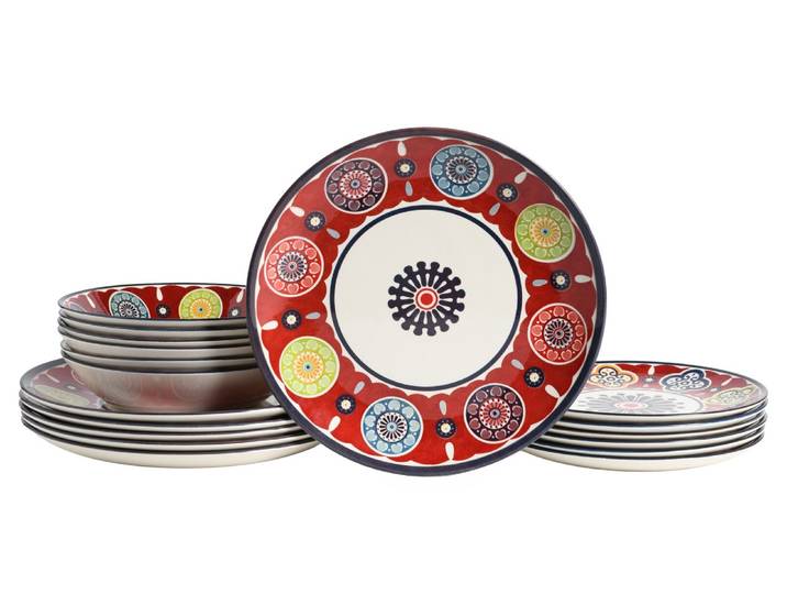 creaTable Tellerset 18-tlg SUMAYA, rot, Steingut