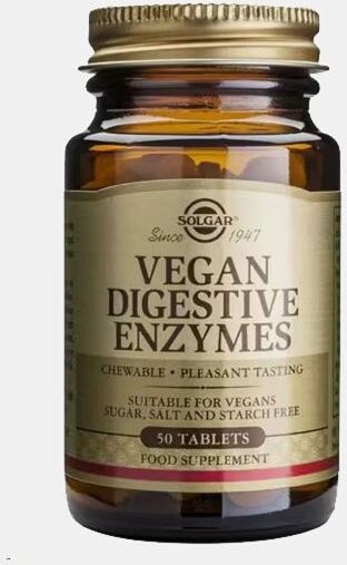 SOLGAR VEGAN ENZIMAS DIGESTIVAS 50 COMPRIMIDOS