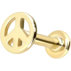 14 Karat Gold Labret mit Push Fit PEACE-ZEICHEN