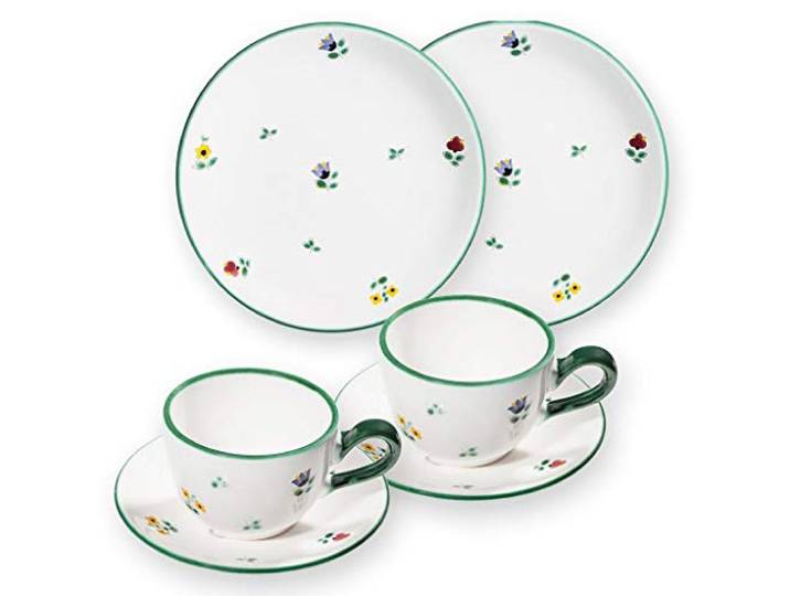 GMUNDNER KERAMIK Breakfast for two Classic Geschirrset Streublume Geschirr, handgemacht in Österreich