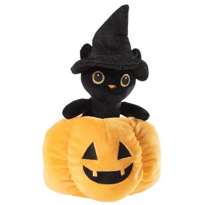Heunec 453470 - HALLOWEEN Katze im Kürbis, Plüsch, 16 cm