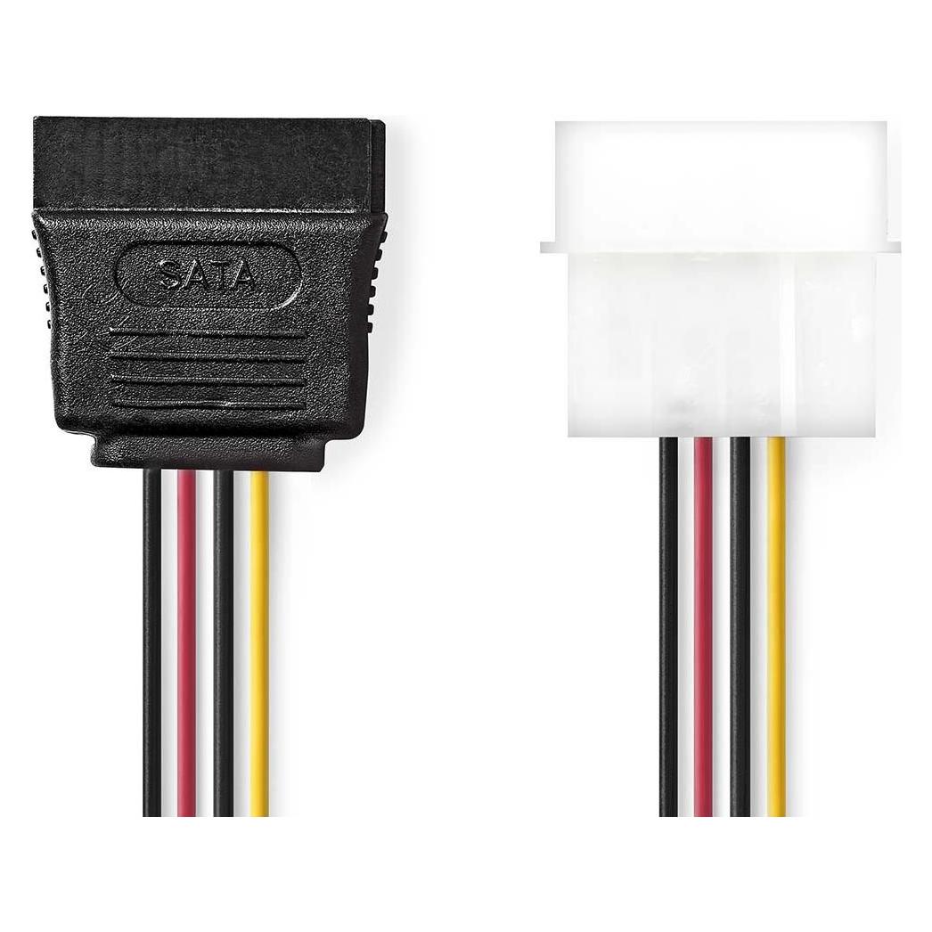 Nedis Interne Stromkabel | Molex Stecker | SATA 15-Pin-Buchse | Vergoldet | 0.15 m | Rund | PVC | Me (15 cm) (CCGB73500VA015)