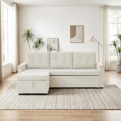 Lumibee "79"" Reversible Sleeper Sectional Sofa with Pull-Out Bed"