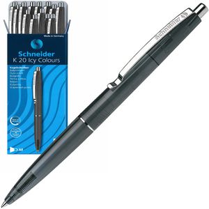 Schneider Kugelschreiber K 20 ICY Colours, Gehäuse schwarz, Schreibfarbe schwarz, 20 Stück
