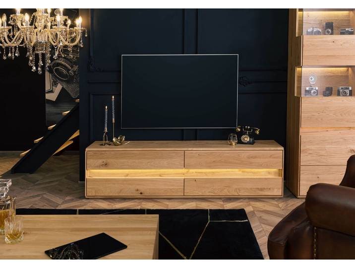 TV-Board Wildeiche inkl. LED 184x43,5x47,5 natur geölt CARDIFF #141