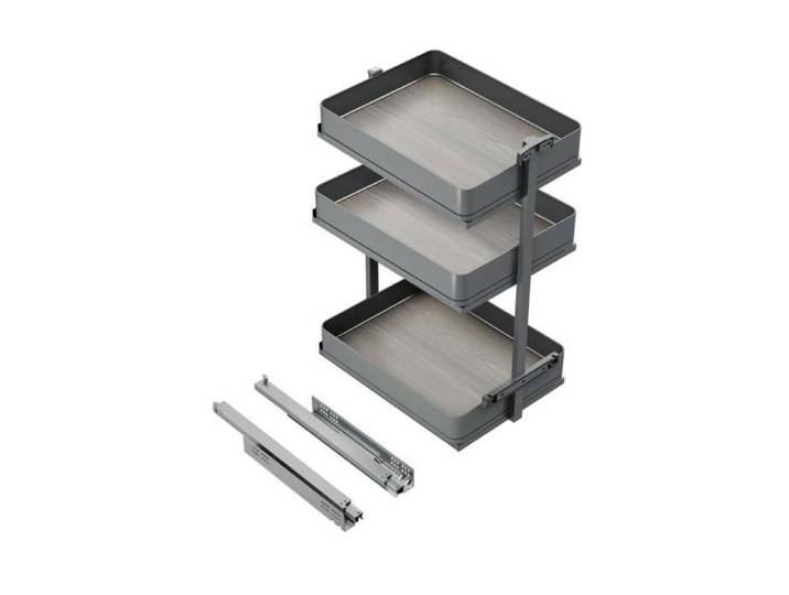 -Emuca Chariot extractible Harmony avec fermeture à amortie Module largeur 400mm hauteur 800mm Acier et Bois Gris anthracite