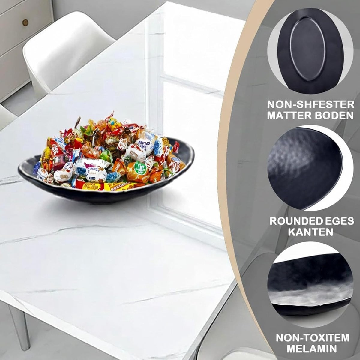 Zwarte matte melamine schaal voor sleutels en sieraden
