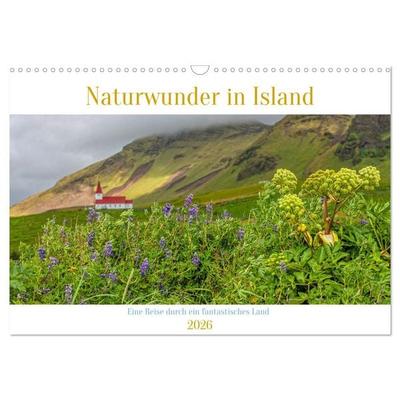 Naturwunder in Island (Wandkalender 2026 DIN A3 quer), CALVENDO Monatskalender