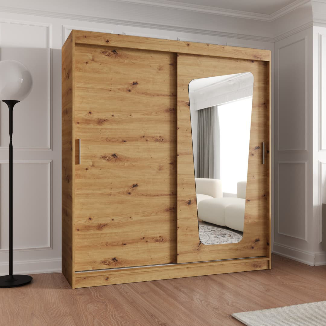 Latitude Run Artisan Wardrobe - Durable Storage for Busy Households Oak 200cm H x 180cm W x 62cm D