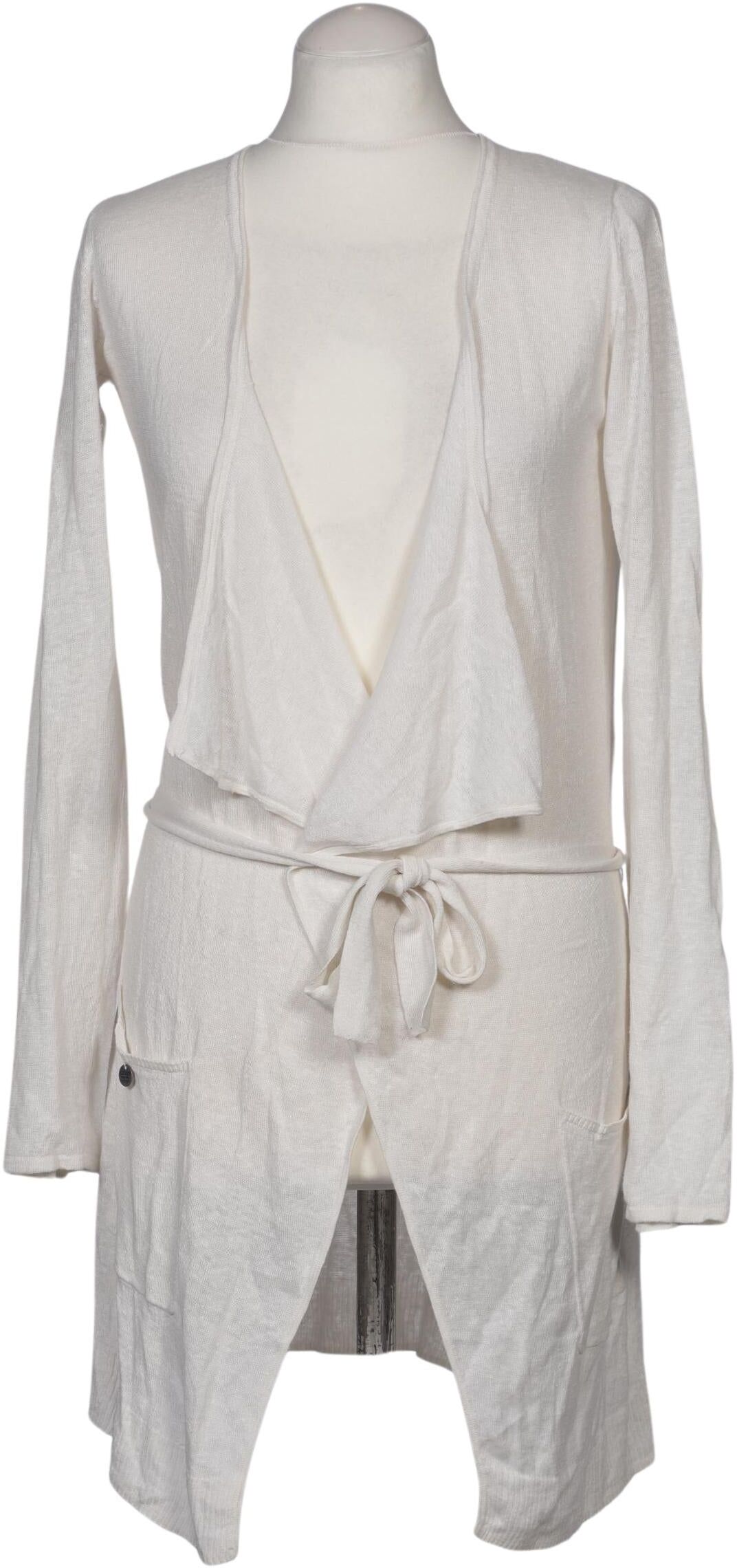 Ikks Damen Strickjacke, Cremeweiß, Gr. M, Leinen - Second Hand