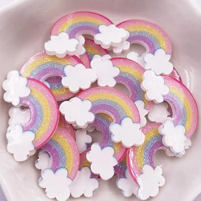 20PCS Glitter Rainbow Cloud Flatback Acrylic Embellishments DIY Craft Decor 20PCS Glitter Rainbow Cloud Flatback Acrylic Embellishments DIY Craft Decor