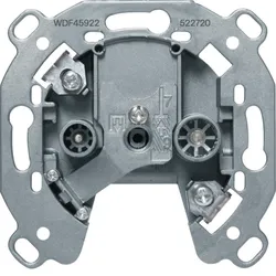 Hager WDF45922 Antennen-Steckdose 2-Loch TV, FM, 13dB Durchgangsdose, Modul-Einsatz UP