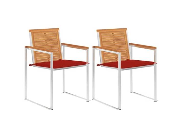 GHVBNMF Gartenstühle 2er Set Akazie Massivholz mit Roten Kissen Outdoor Robuste Armlehnenstühle aus Ölakazie und Edelstahl 304 für Terrasse und Garten, inklusive weicher roter Sitzkissen.