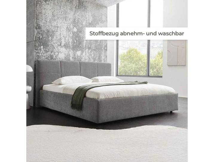 HOMELIV. Polsterbett SwitchIT Chester Webstoff 180x200cm Dunkelgrau modern, Mit abnehmbarem Bezug