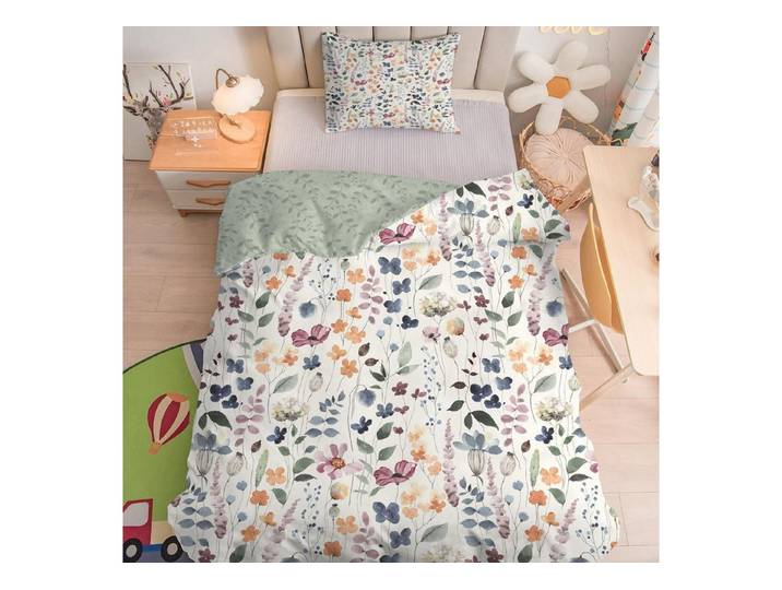LuxusKollektion Kinderbettwäsche Bettwäsche 135x200 Beige Geblümt Kinder