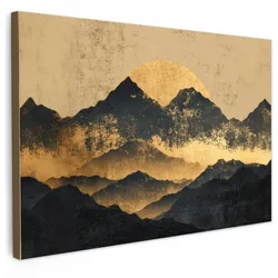 LEINWANDBILD Goldene Berge bei Mondschein Gemälde 60x40 cm