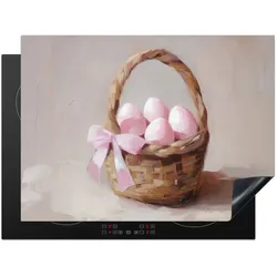 HERDABDECKPLATTE Korb - Eier - Rosa Induktionsmatte 71x52 cm