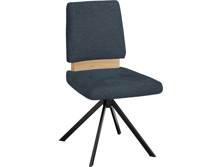 Drehstuhl MASSIVLINE & MORE Brügge 301 , blau, schwarz, blau, B:48cm H:92cm T:59,5cm, Holzwerkstoff, Metall, Stoff, Stühle, Drehstuhl