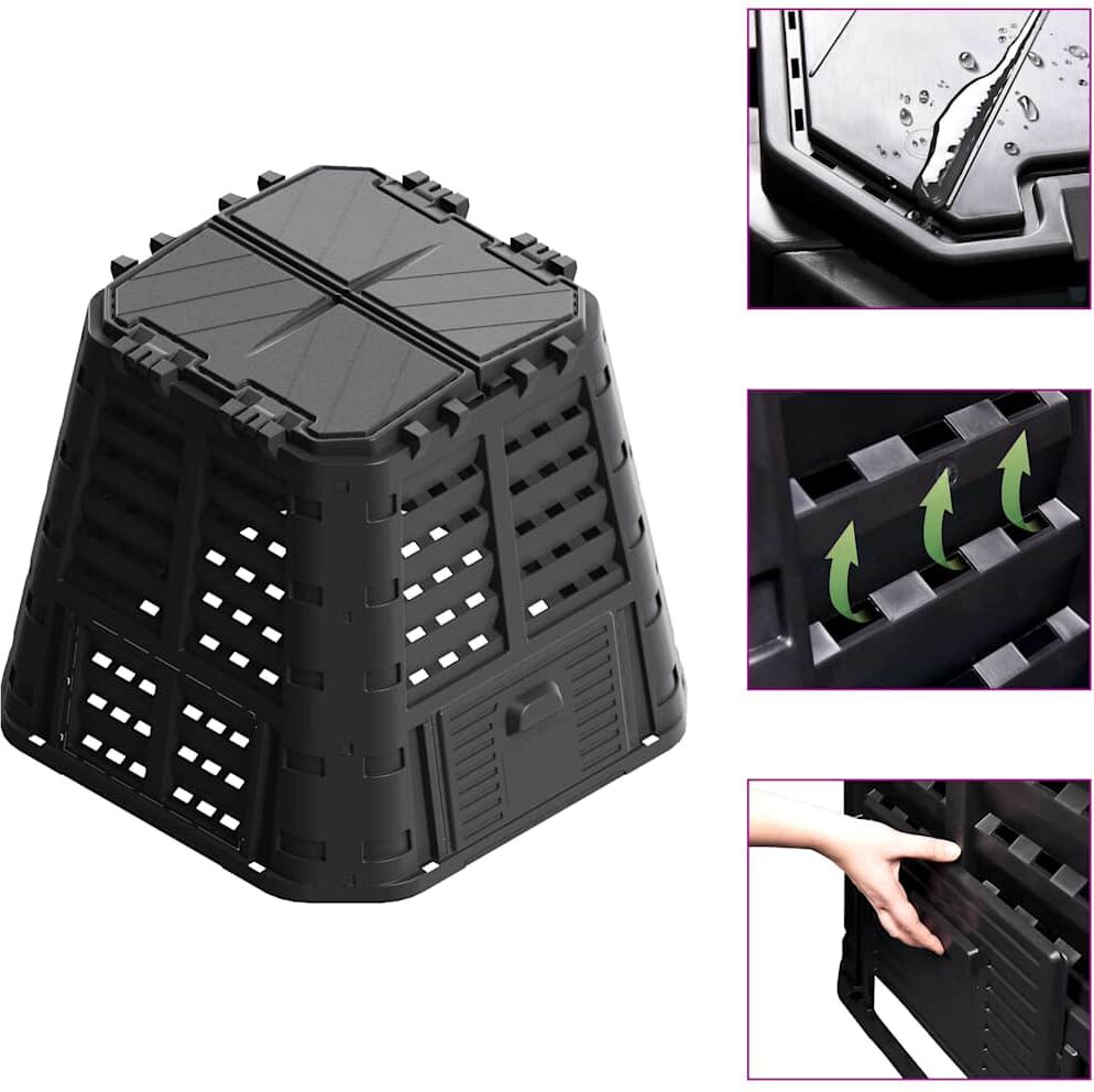 vidaXL Composteur de jardin Noir 93,3x93,3x80 cm 480 L