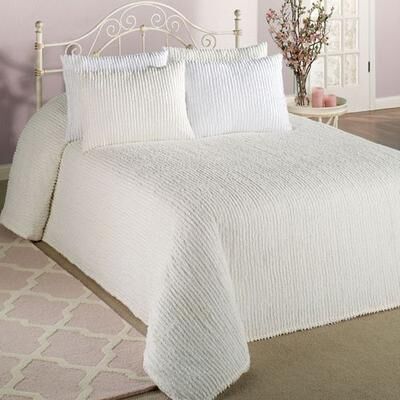 Beatrice Home Fashions/Bed Channel Chenille Bedspread, Twin, Ivory