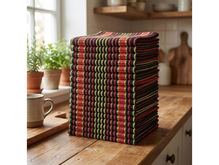 20er-Set Grubentuch 100% Baumwolle, rot-schwarz