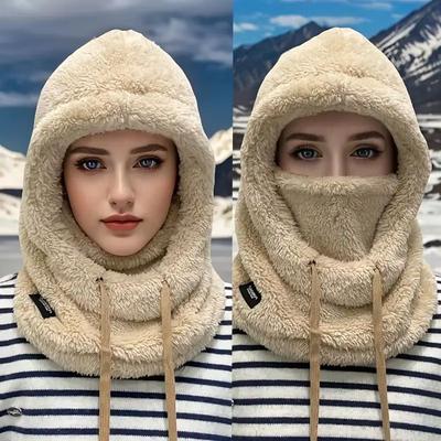 Inspired Finds Winter Thermal Windproof Balaclava Ski Hood With Adjustable Neck Cover Full Face Mask khaki