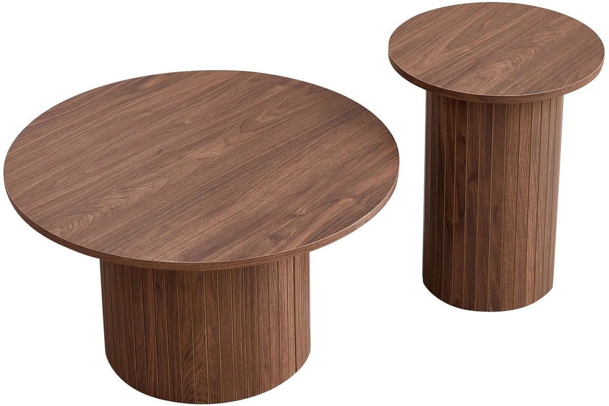 Lifero Ronde Salontafel - Scandinavisch Design - Donkerbruin Eiken