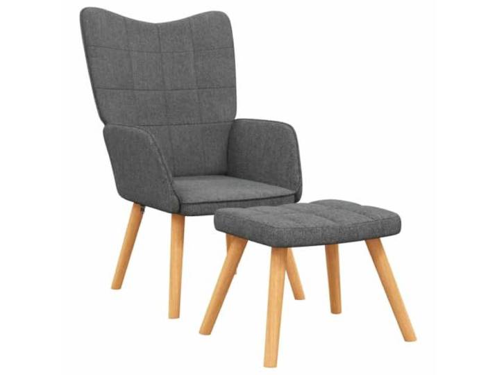 Relaxsessel mit Hocker Dunkelgrau Stoff Stoffbezug,Stahlrahmen,Holzbeine,Schaumstoff-Polsterung,quadratische Nähte,110 kg pro Sitzplatz