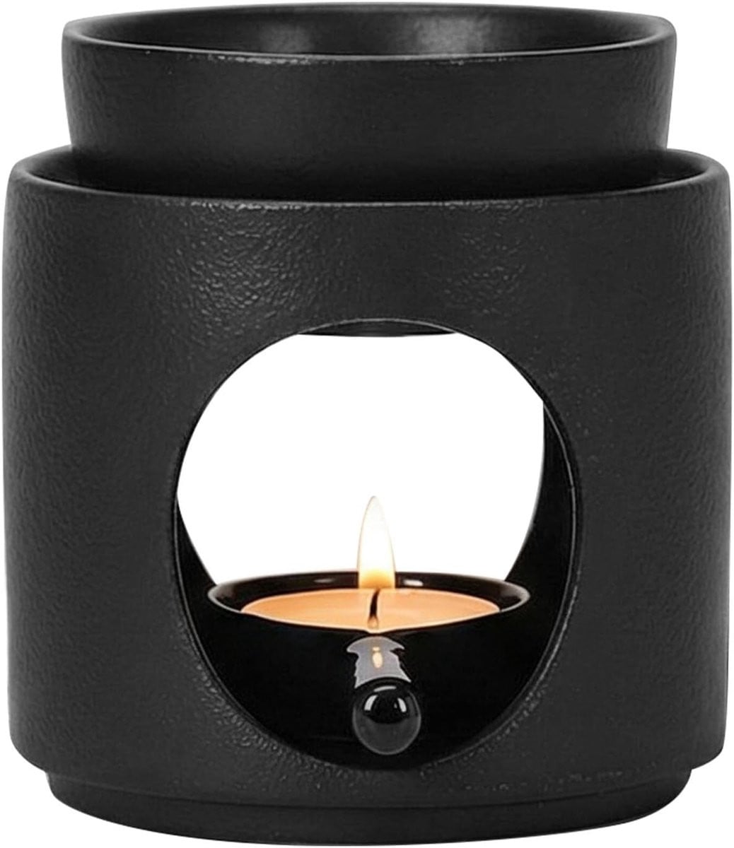 Melt Keramische Oliebrander - Zwarte Essentiële Geurverspreider met theelichthouder voor Aromatherapie