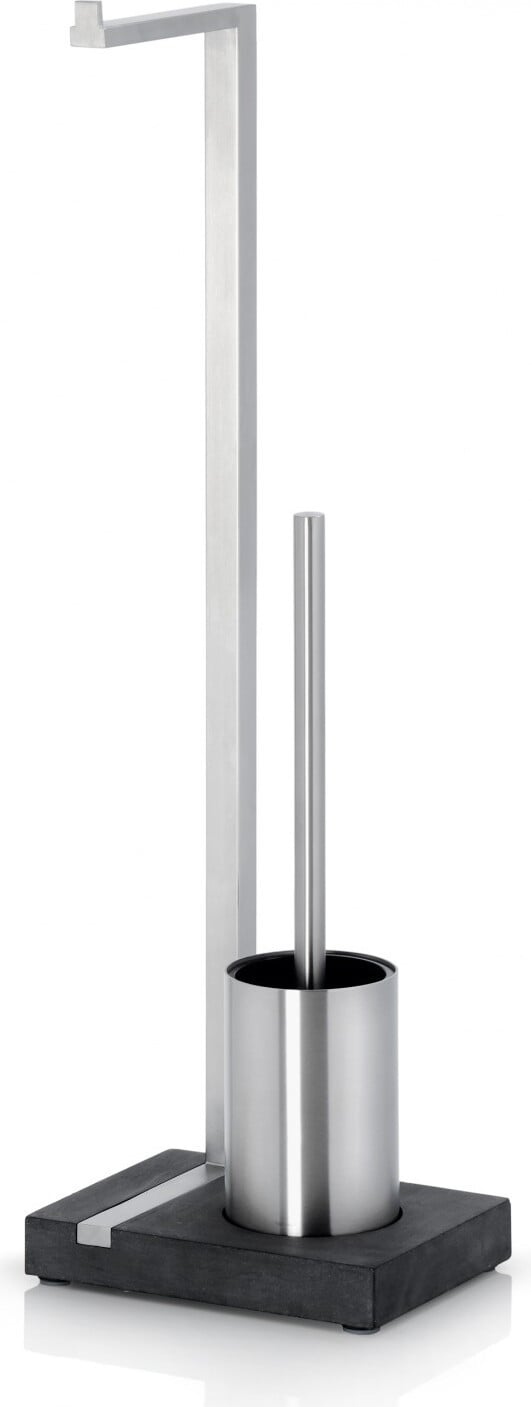 Blomus Menoto Toilettenrolhouder met borstel, geborsteld roestvrij staal, Hoogte: 65 cm