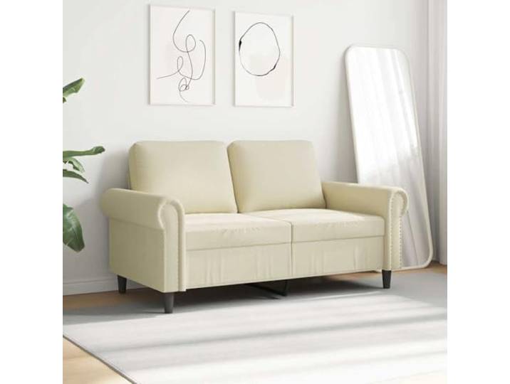 KTHLBRH Sofa 2-Sitzer Creme 120 cm Kunstleder Gestell aus robustem Metall, Polsterung aus Schaumstoff, modernes Design, leicht zu reinigen