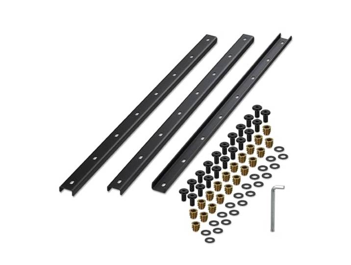 Relaxdays Barre de Renfort\, Lot de 3\, Rail métallique 90 cm\, stabilise Le Plateau\, profilé en U avec vis\, Acier Noir