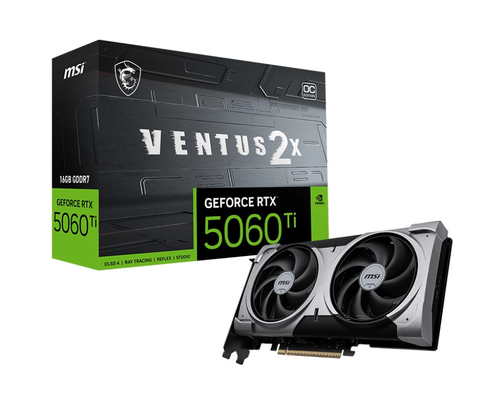 MSI GeForce RTX 5060 Ti 16G VENTUS 2X OC PLUS 16GB GDDR7 Grafikkarte, HDMI/DP V535-005R
