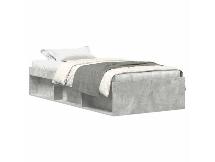Cadre de lit 1 personne - gris béton 75x190 cm - petit simple LL240371
