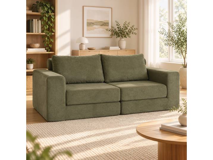 HOMCOM Canapé Convertible 2 Places 208cm Chenille Vert