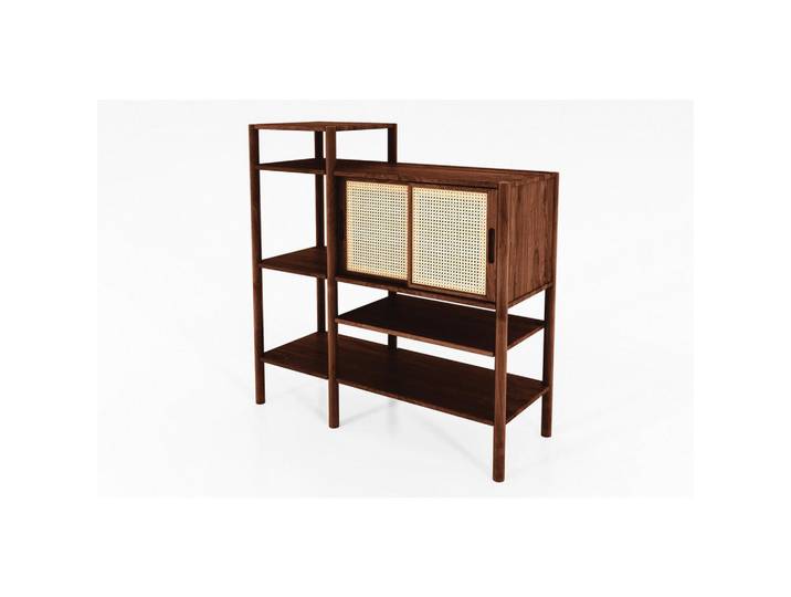 byoak Regal INA Wildeiche, Dunkelbraun, Holz, Kerneiche, 123x123x46 cm, Wohnzimmer, Regale, Bücherregale