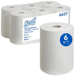 SCOTT Control Slimroll Rollenhandtücher, 1-lagig, weiß, 20 cm x 165 m (6 Rl.)