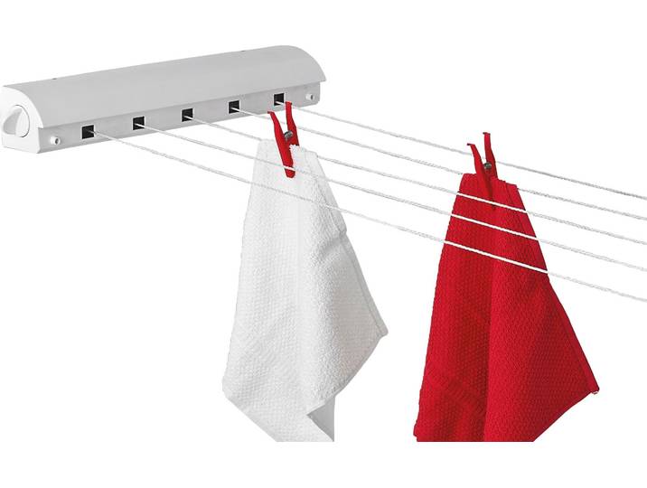 Wand-Wäscheleine BISCHOF, weiß, B:46cm H:7cm T:7cm, Kunststoff, Wäscheständer, Wand-Wäscheleine, (Wand-zu-Wand-Wäschetrockner)