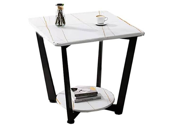 OIFAODAO Runde Tische， Beistelltisch mit Stauraum(White B)