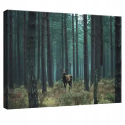 LEINWANDBILD Hirsch Wald Natur Modern 100x70