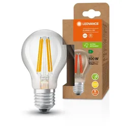 Ledvance E27 Besonders effiziente & leistungsstarke LED Lampe Classic klar 7,2W wie 100W 3000K warmweißes Licht für die Wohnung