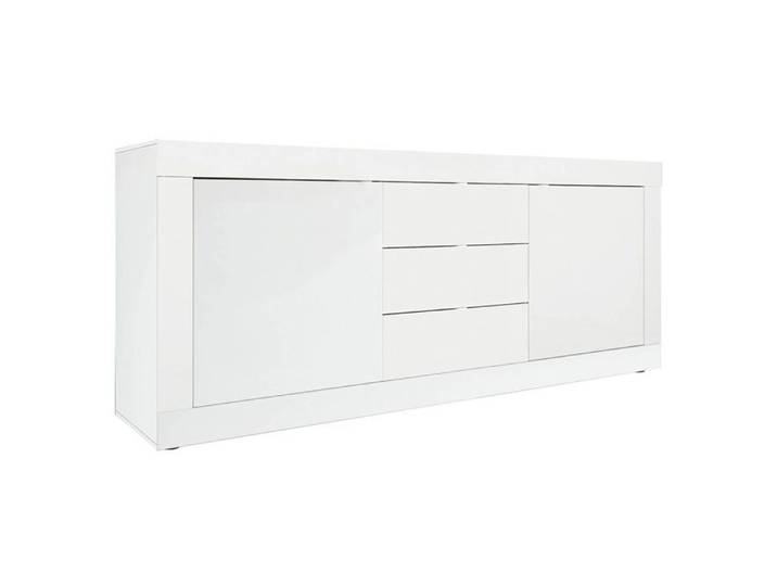 OTELLO - Buffet 2 Portes 3 Tiroirs Finition Blanc Laqué Weiss