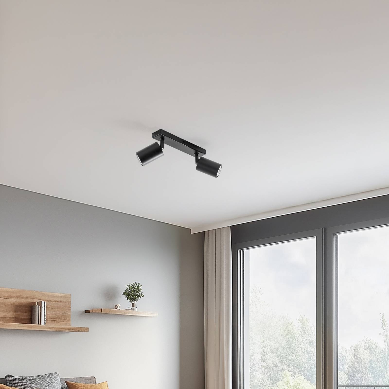 Deckenstrahler Zoom, 2-flammig, schwarz Zoom SIGMA, dimmbar, schwarz, für Wohn- / Esszimmer, Metall, Strahler