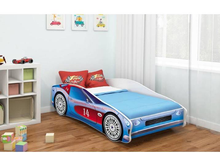 Kinderbett Car mit verschiedenen Motiven - 140x70 - Blau - Luxusbetten24