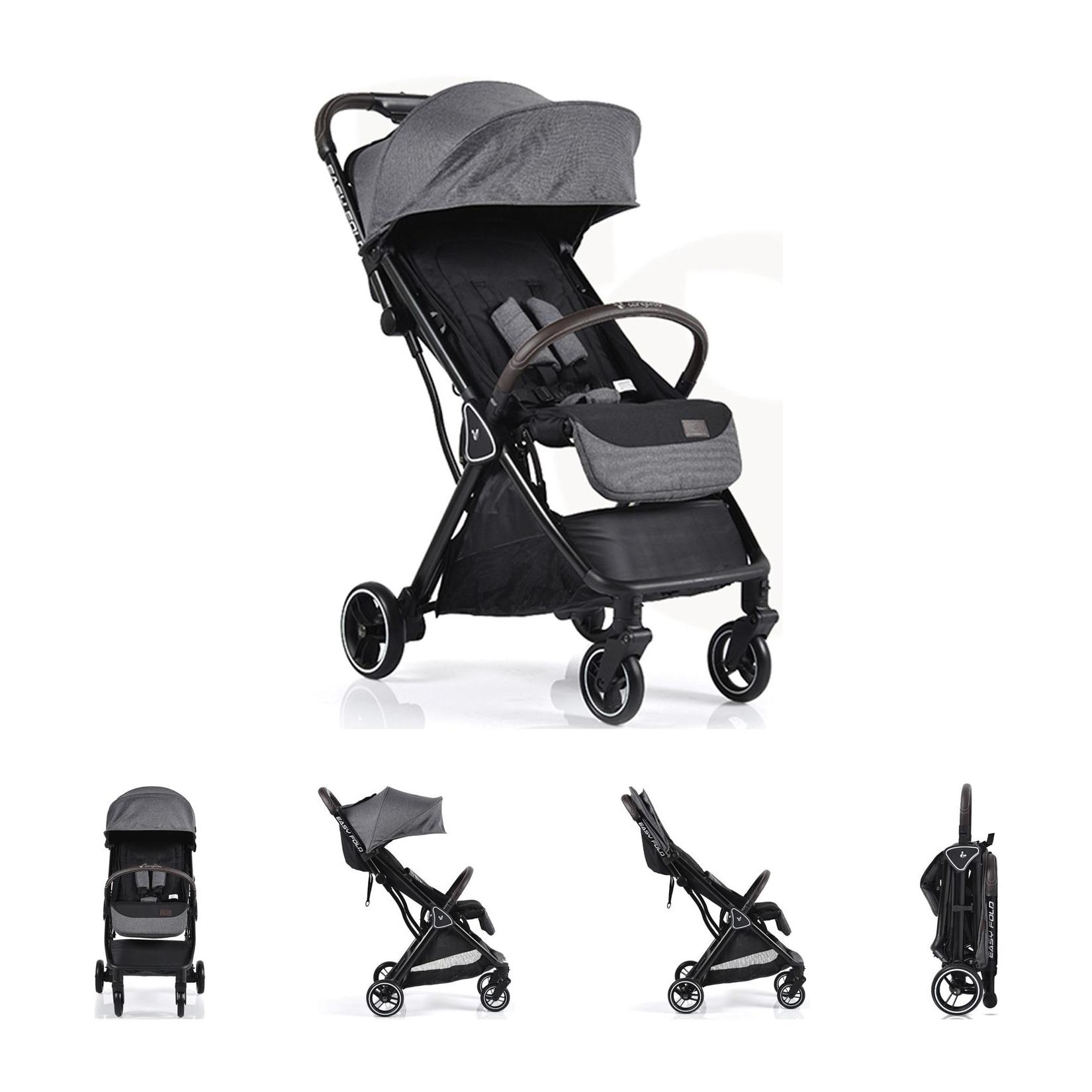 Cangaroo Kinderwagen Buggy easy Fold Alu Sonnendach verstellbar, faltbar, Korb grau