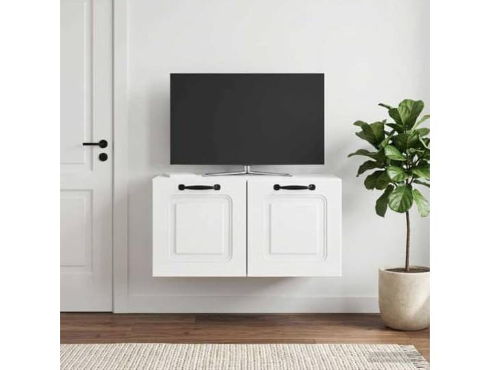 GKMBCVDFR Wandmontierter TV-Schrank Hochglanz Weiß 59,5 x 41 x 30 cm Kabelmanagement, mehrere Fächer, robuste Materialien, platzsparendes Design, moderne Optik