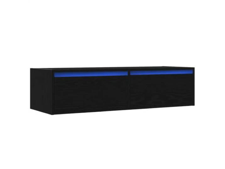 Helloshop26 TV-Möbel mit LED-Lichtern, praktische Aufbewahrung, 100 x 35,5 x 25 cm, Eichenholz, schwarz, 02_0051328